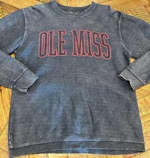 Three Square Ole Miss Rebels Corded Crewneck Sweatshirt Size M Navy